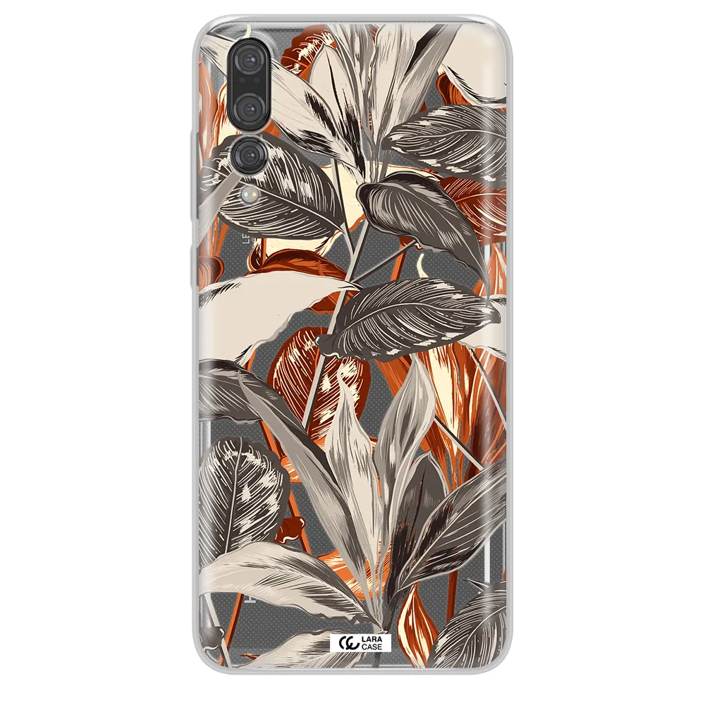 Brown Tropical Leaves Huawei P20 Pro Clear TPU Case
