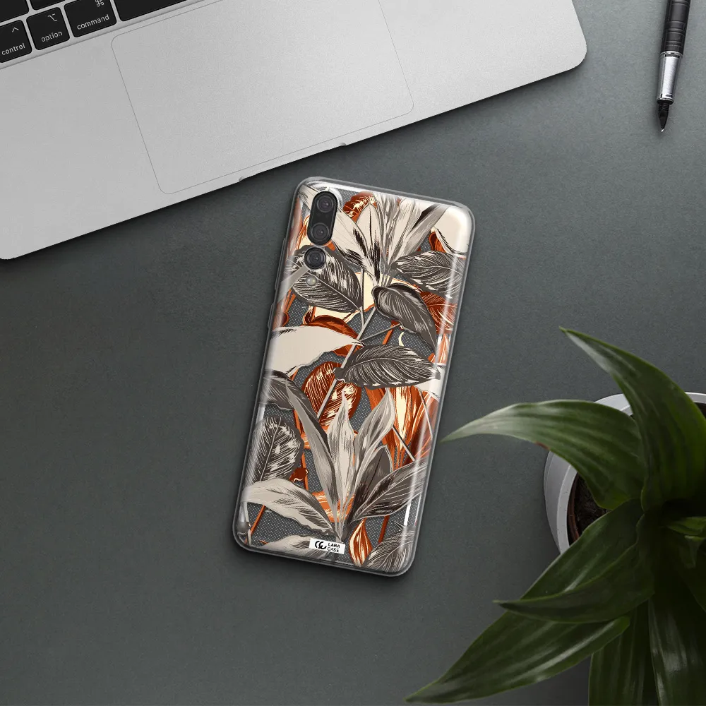 Brown Tropical Leaves Huawei P20 Pro Clear TPU Case
