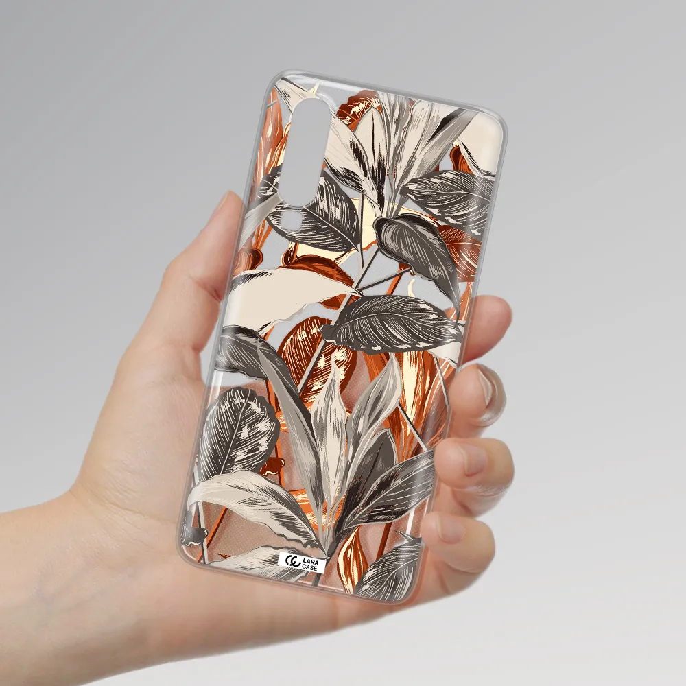 Brown Tropical Leaves Huawei P30 Clear TPU Case