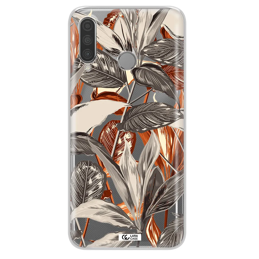 Brown Tropical Leaves Huawei P30 Lite Clear TPU Case