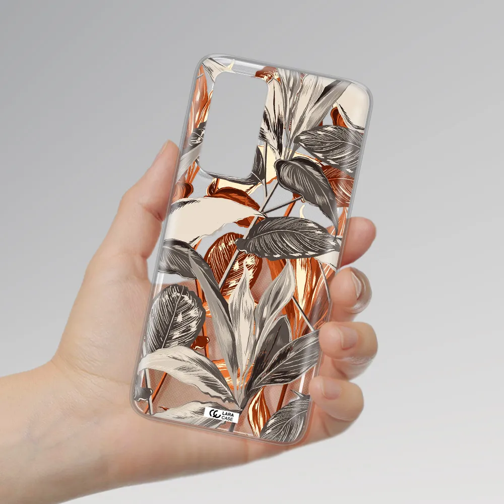 Brown Tropical Leaves Huawei P40 Clear TPU Case