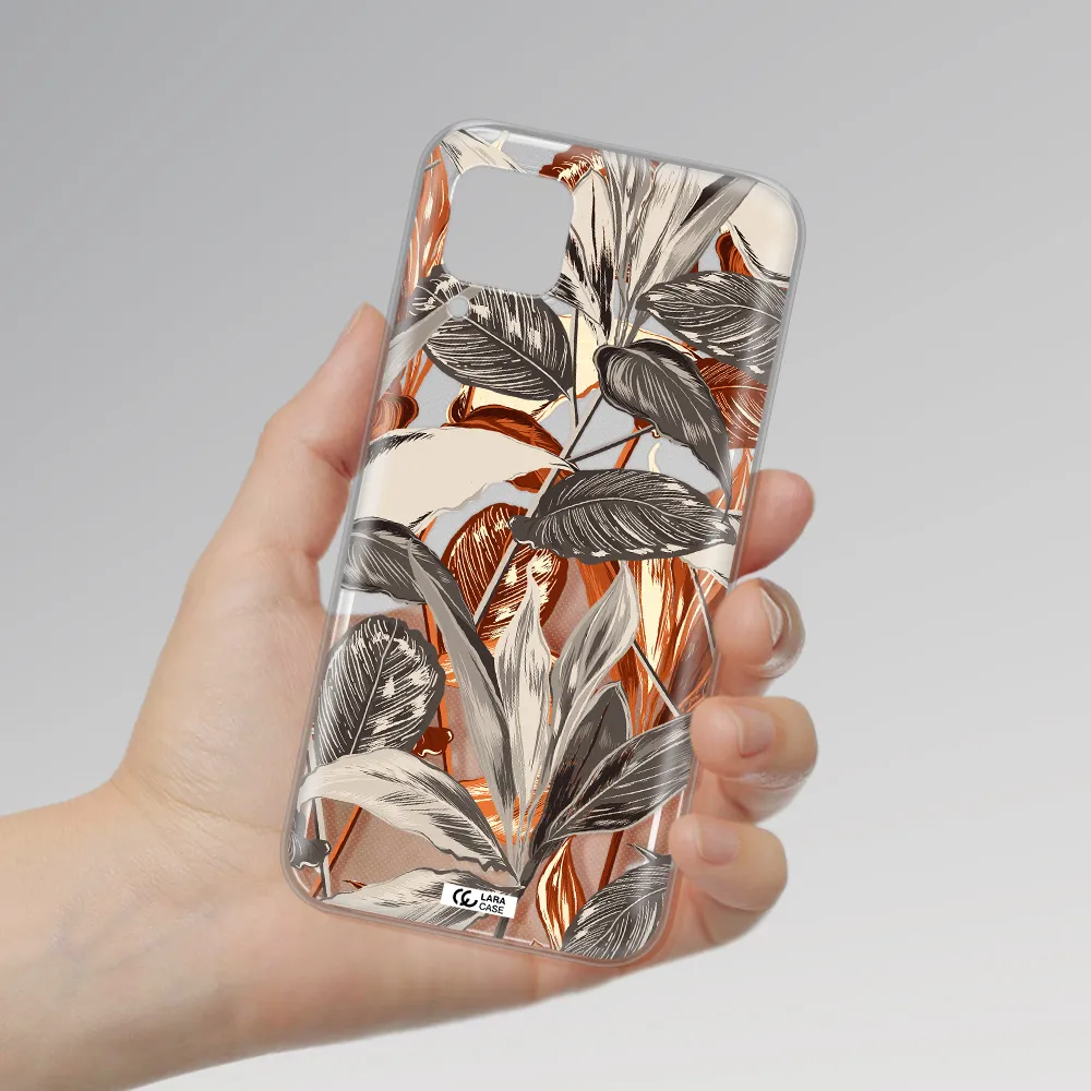 Brown Tropical Leaves Huawei P40 Lite Clear TPU Case