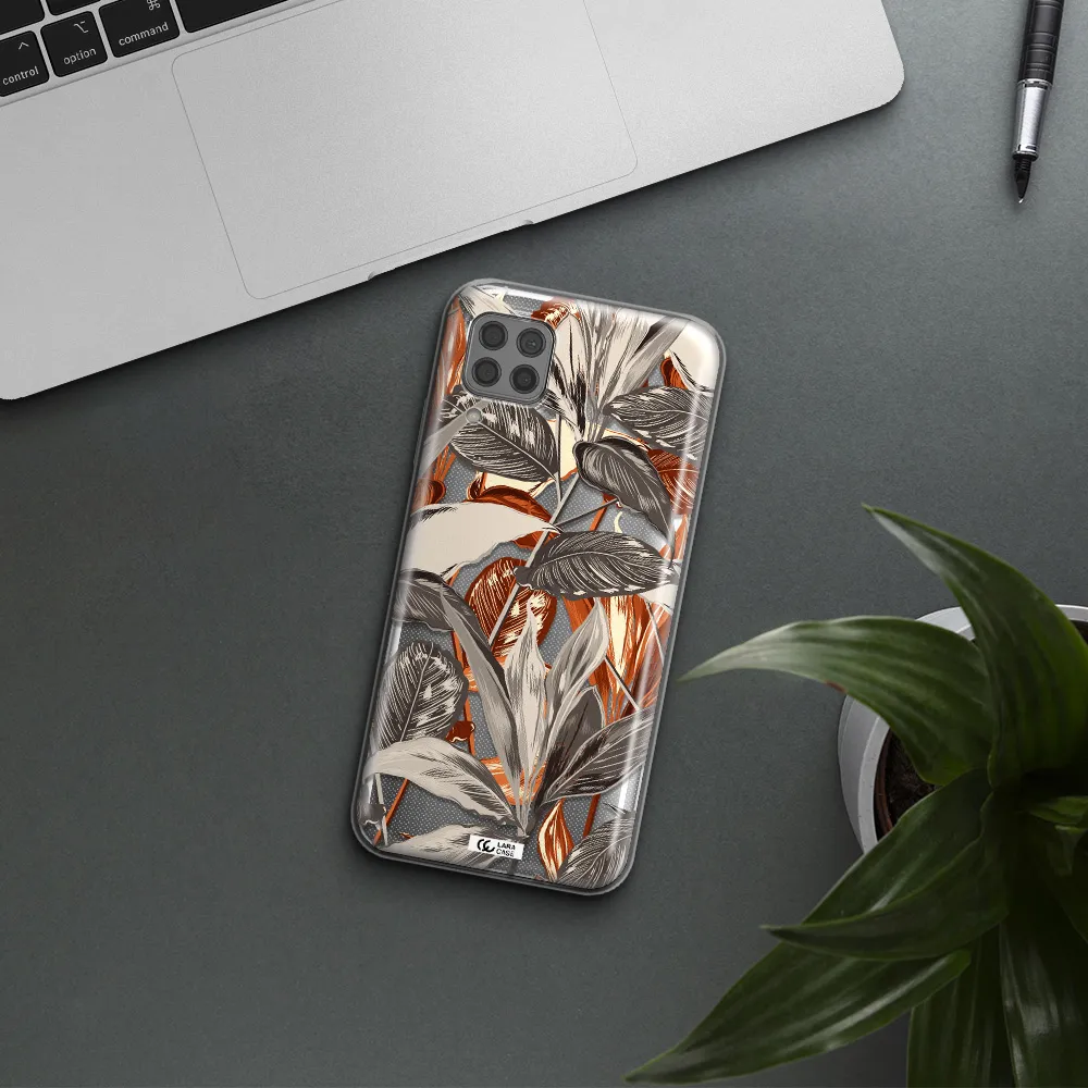 Brown Tropical Leaves Huawei P40 Lite Clear TPU Case