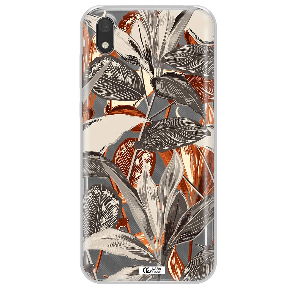 Brown Tropical Leaves Huawei Y5 2019 Clear TPU Case