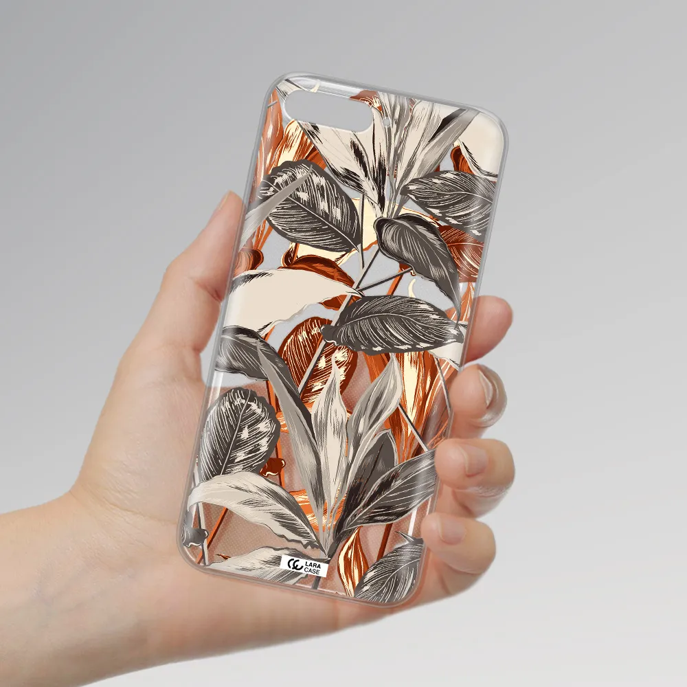 Brown Tropical Leaves Huawei Y6 2018 Clear TPU Case