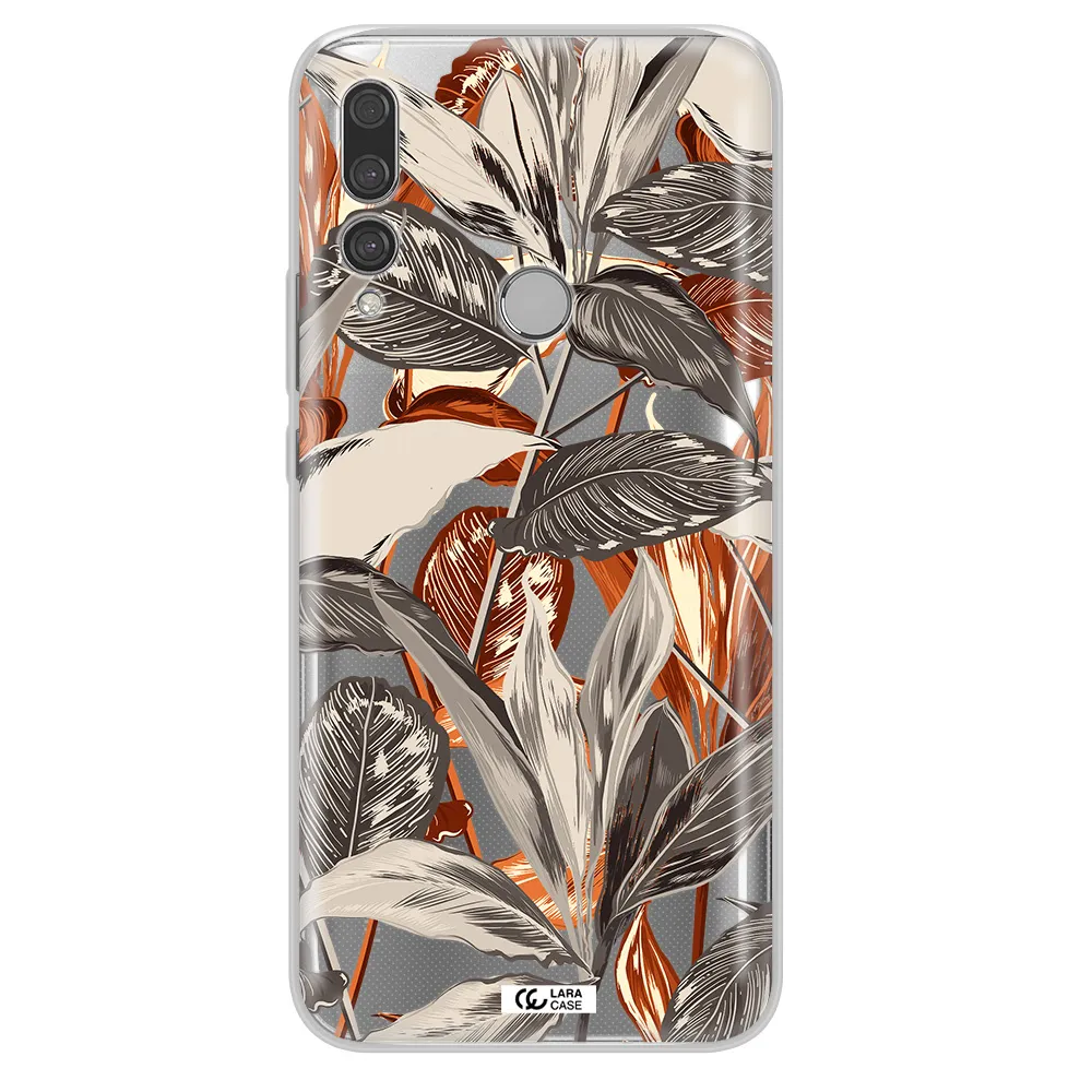 Brown Tropical Leaves Huawei Y9 Prime 2019 Clear TPU Case