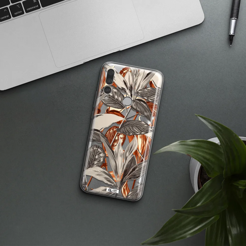 Brown Tropical Leaves Huawei Y9 Prime 2019 Clear TPU Case