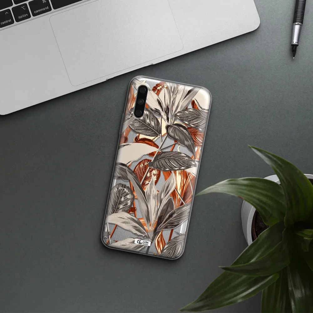 Brown Tropical Leaves Huawei Y9S Clear Tpu Case