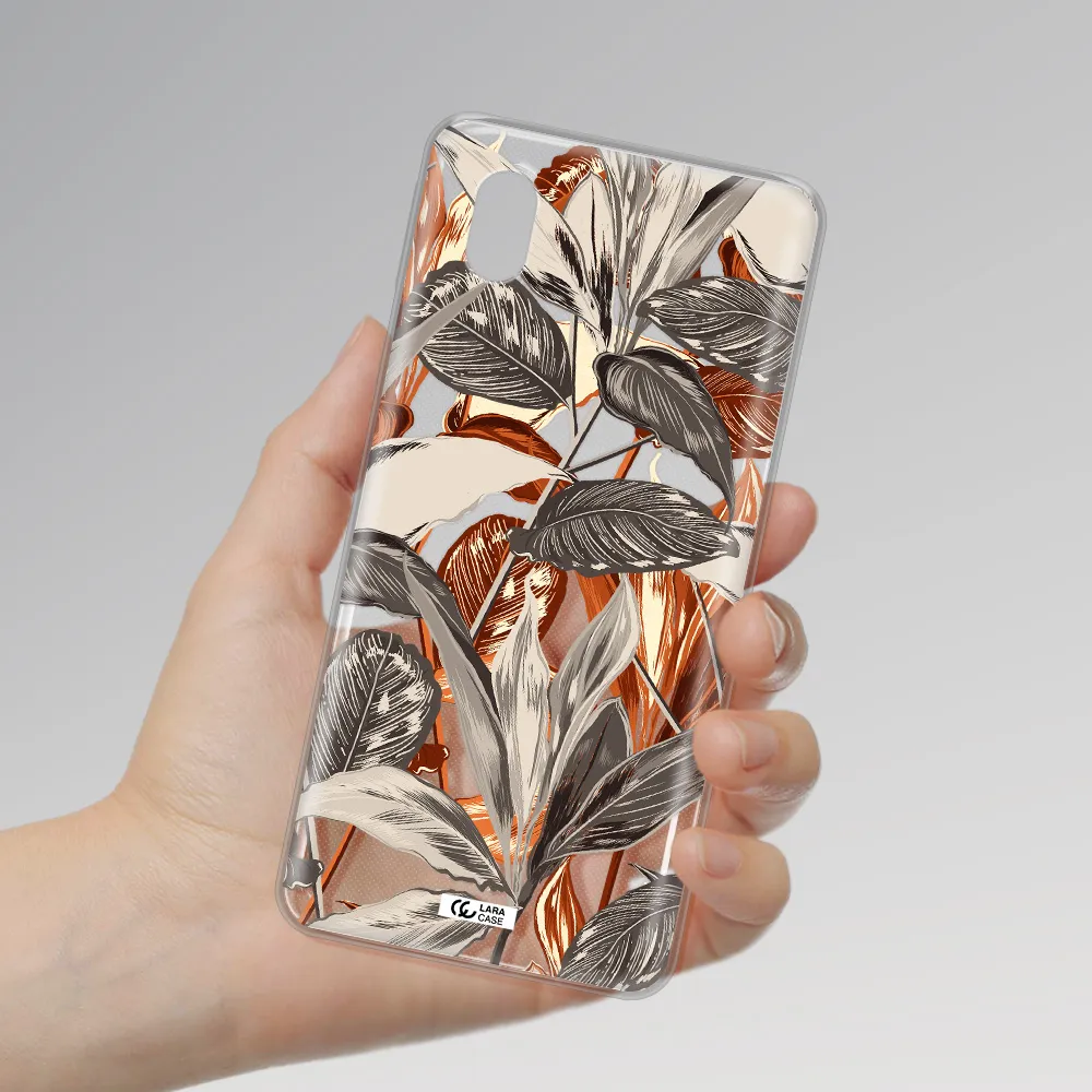 Brown Tropical Leaves Samsung A01 Core Clear Tpu Case