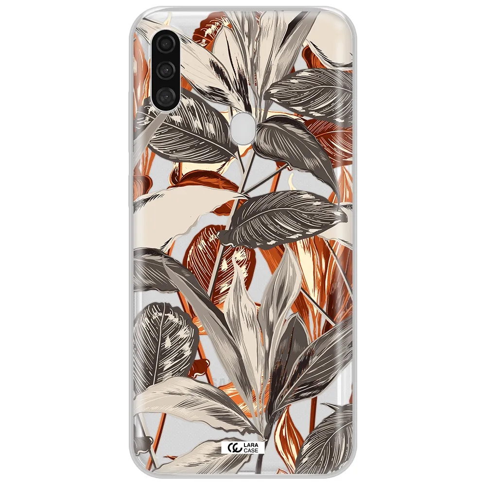 Brown Tropical Leaves Samsung A11 Clear TPU Case