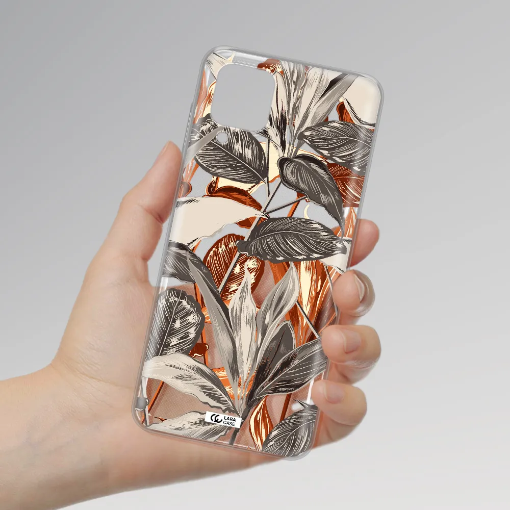 Brown Tropical Leaves Samsung A12 4g Clear TPU Case