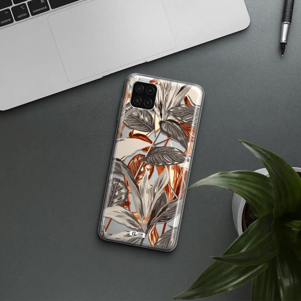 Brown Tropical Leaves Samsung A12 4g Clear TPU Case
