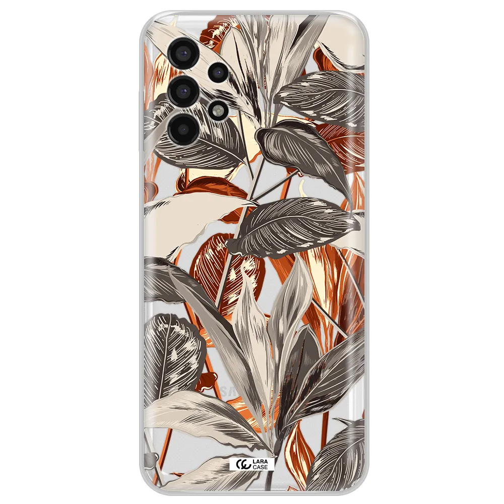 Brown Tropical Leaves Samsung A13 4g Clear TPU Case