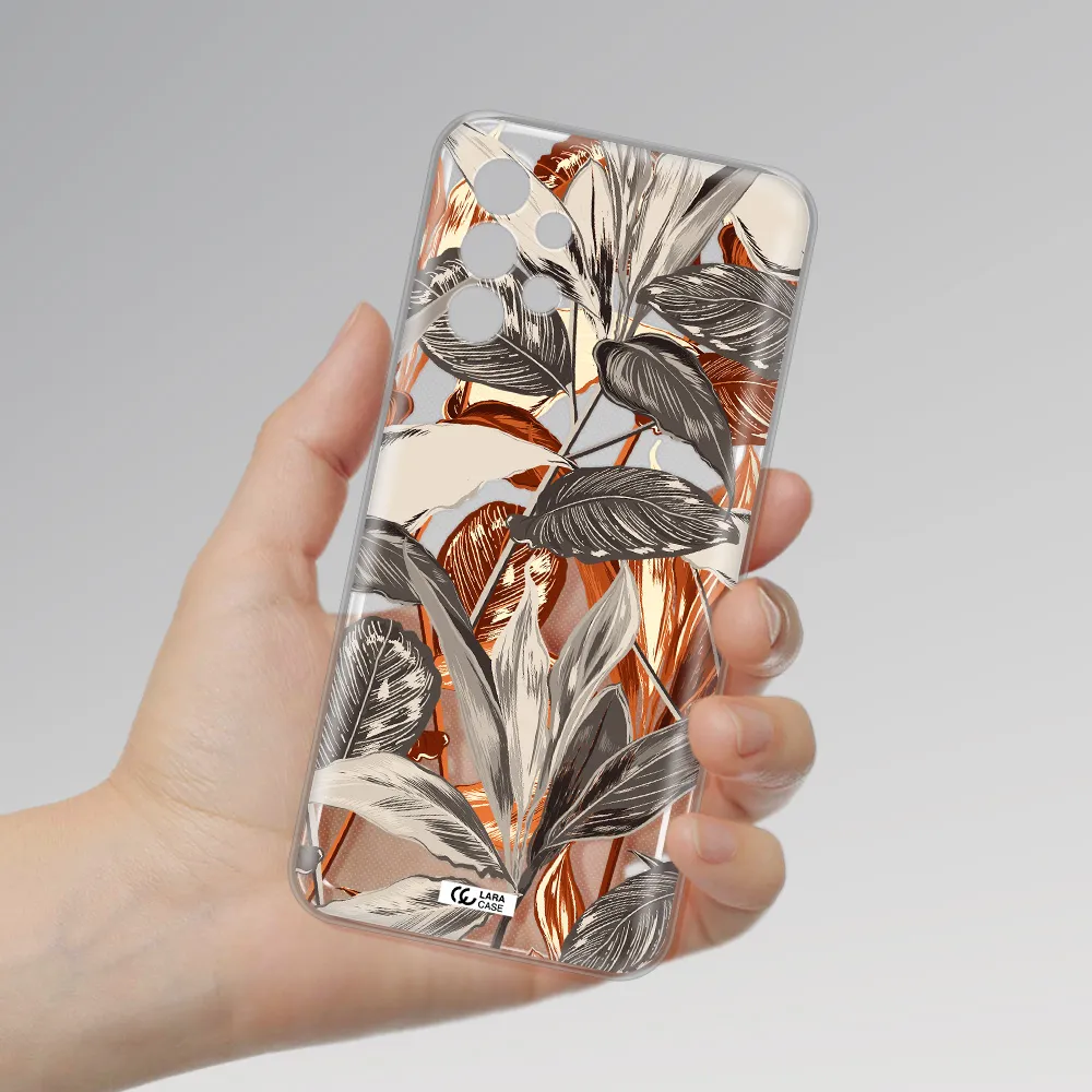Brown Tropical Leaves Samsung A13 4g Clear TPU Case