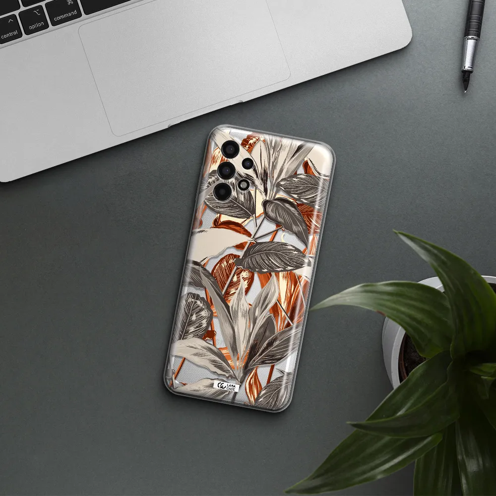 Brown Tropical Leaves Samsung A13 4g Clear TPU Case