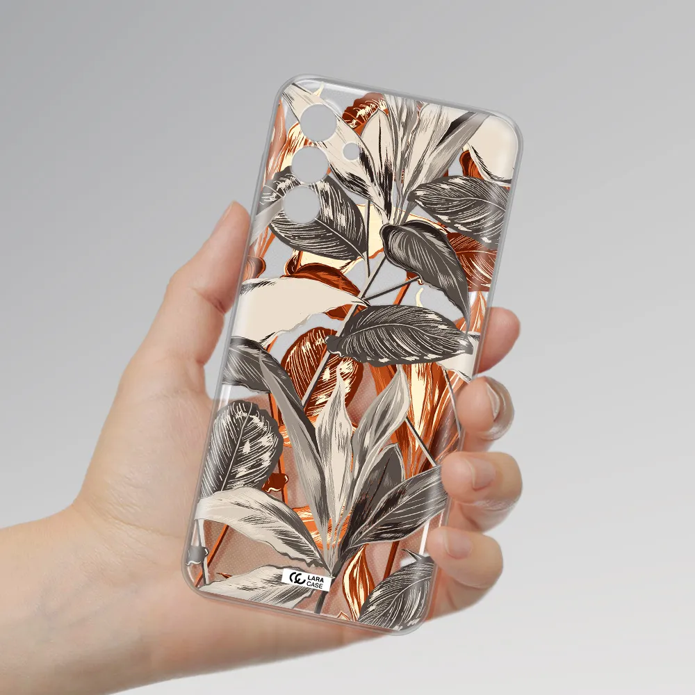 Brown Tropical Leaves Samsung A13 5G Clear Tpu Case
