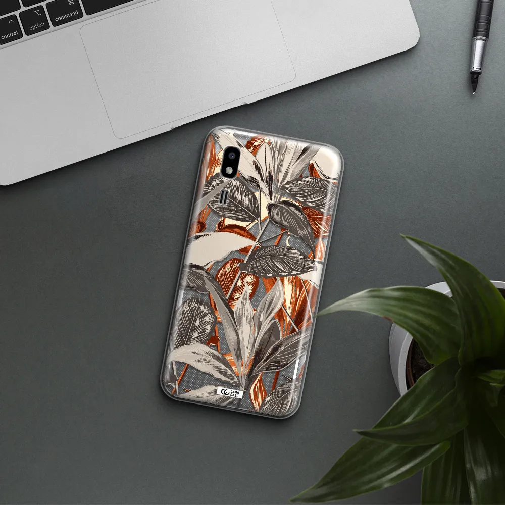 Brown Tropical Leaves Samsung A2 Core Clear TPU Case