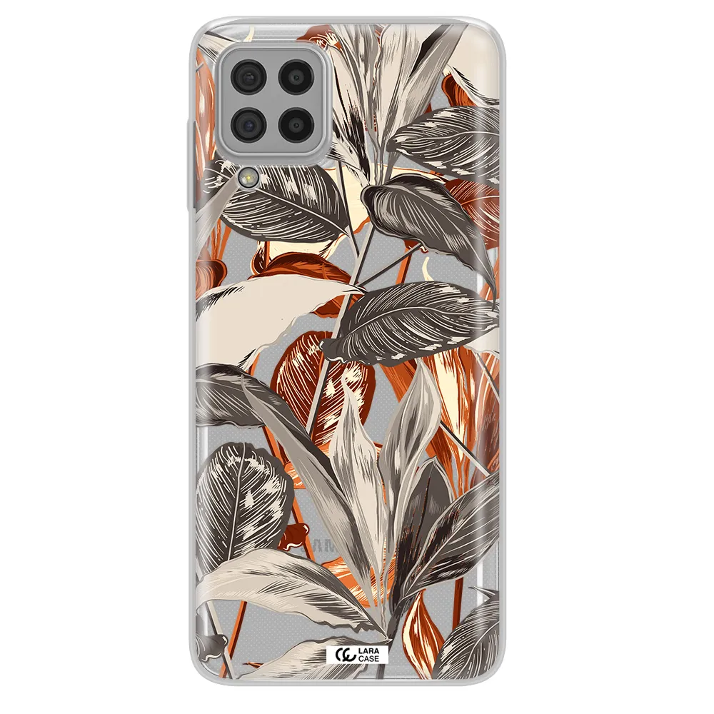 Brown Tropical Leaves Samsung A22 4g Clear TPU Case