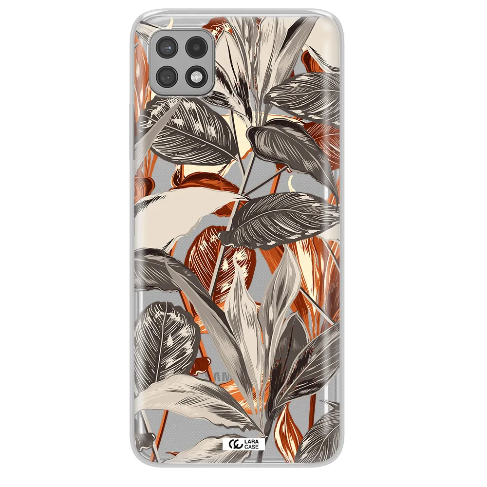 Brown Tropical Leaves Samsung A22 5g Clear TPU Case