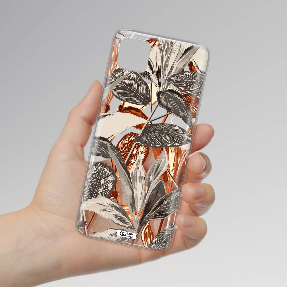 Brown Tropical Leaves Samsung A22 5g Clear TPU Case