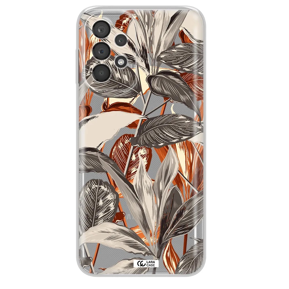 Brown Tropical Leaves Samsung A23 5G Clear Tpu Case