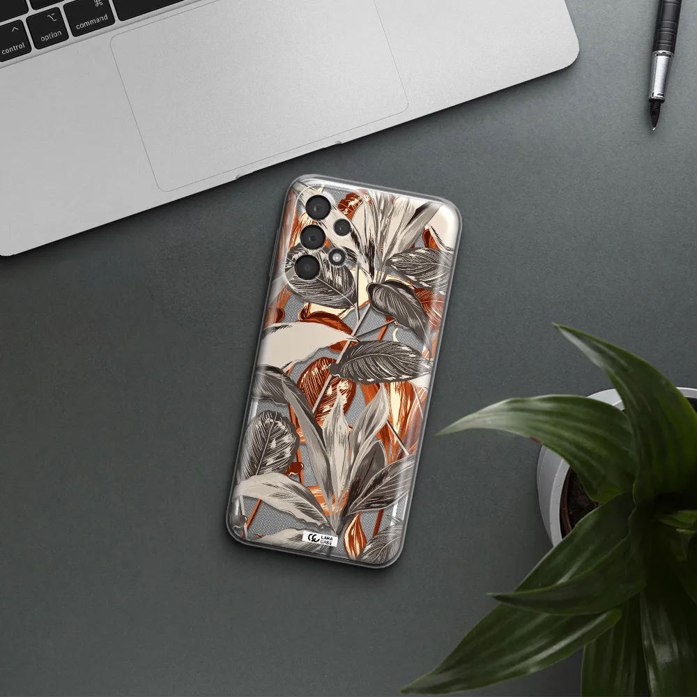 Brown Tropical Leaves Samsung A23 5G Clear Tpu Case