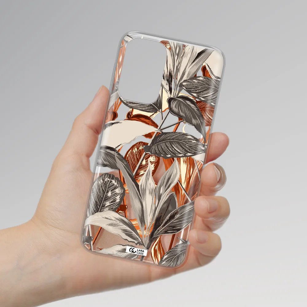 Brown Tropical Leaves Samsung A23 Clear TPU Case