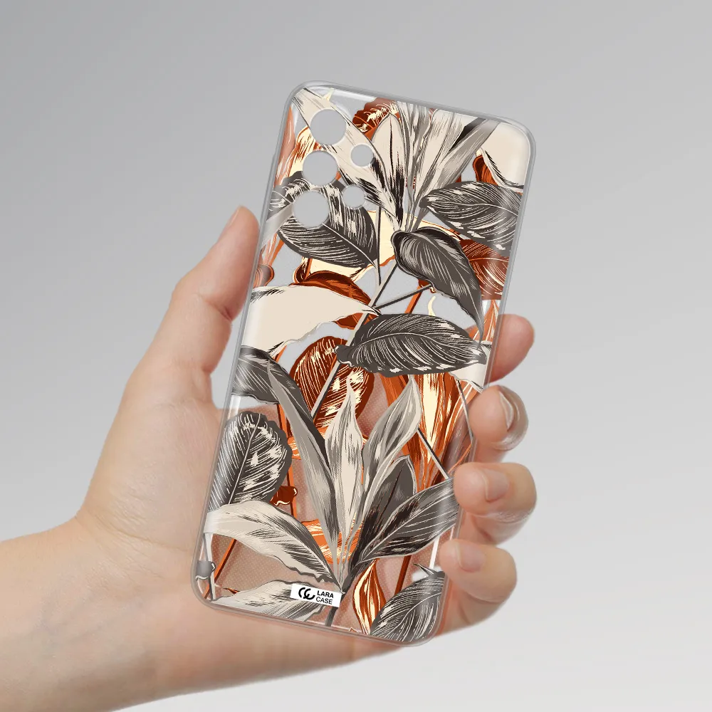 Brown Tropical Leaves Samsung A32 4G Clear Tpu Case