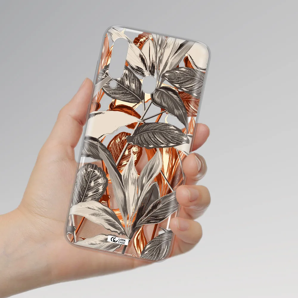 Brown Tropical Leaves Samsung A60 Clear TPU Case