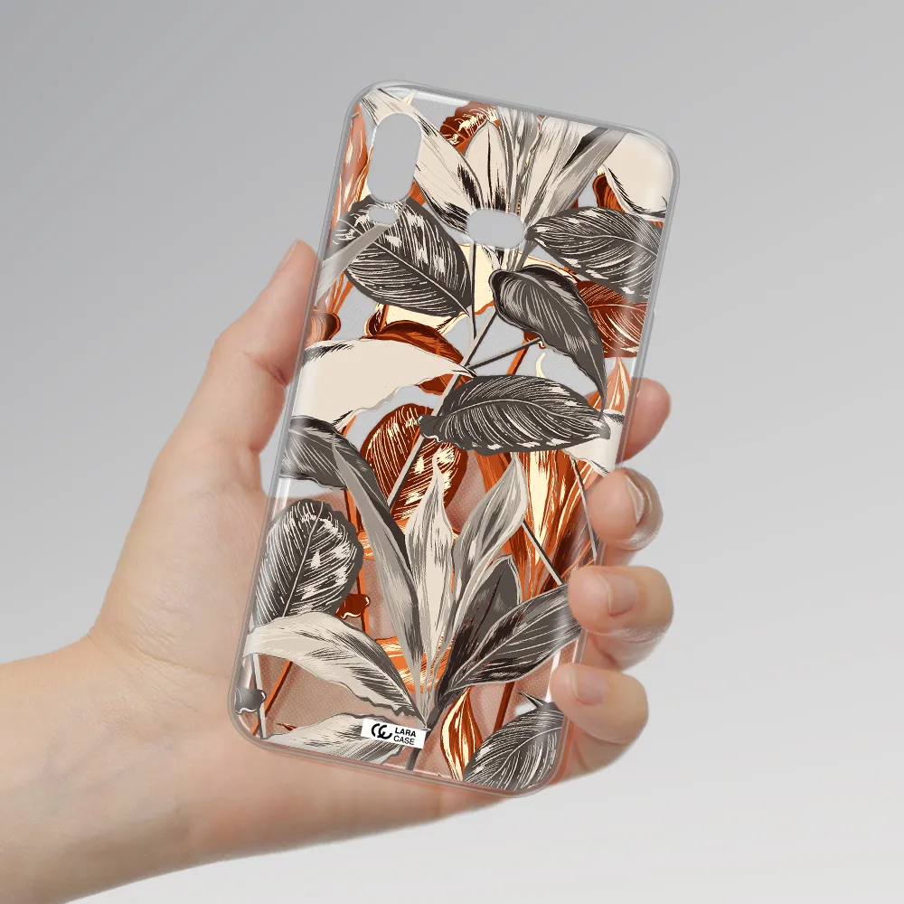 Brown Tropical Leaves Samsung A6S Clear TPU Case
