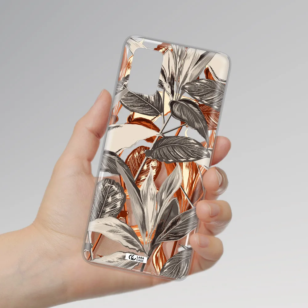 Brown Tropical Leaves Samsung A71 Clear TPU Case