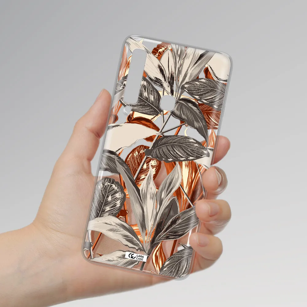 Brown Tropical Leaves Samsung A9 2018 Clear TPU Case