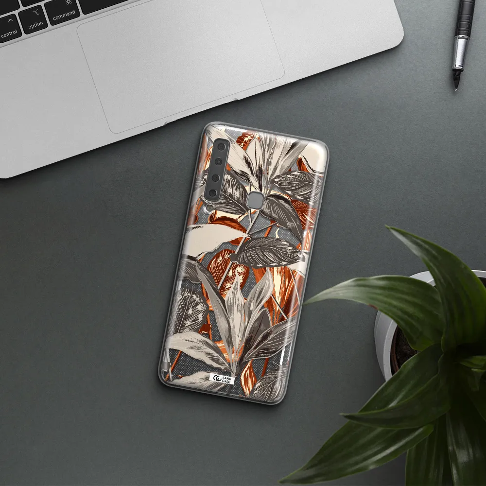 Brown Tropical Leaves Samsung A9 2018 Clear TPU Case