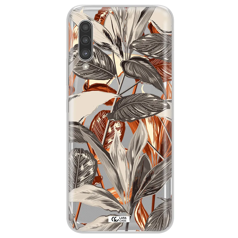 Brown Tropical Leaves Samsung A90 Clear TPU Case