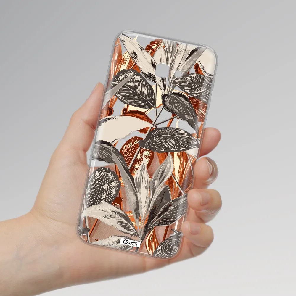 Brown Tropical Leaves Samsung J4 Plus Clear TPU Case