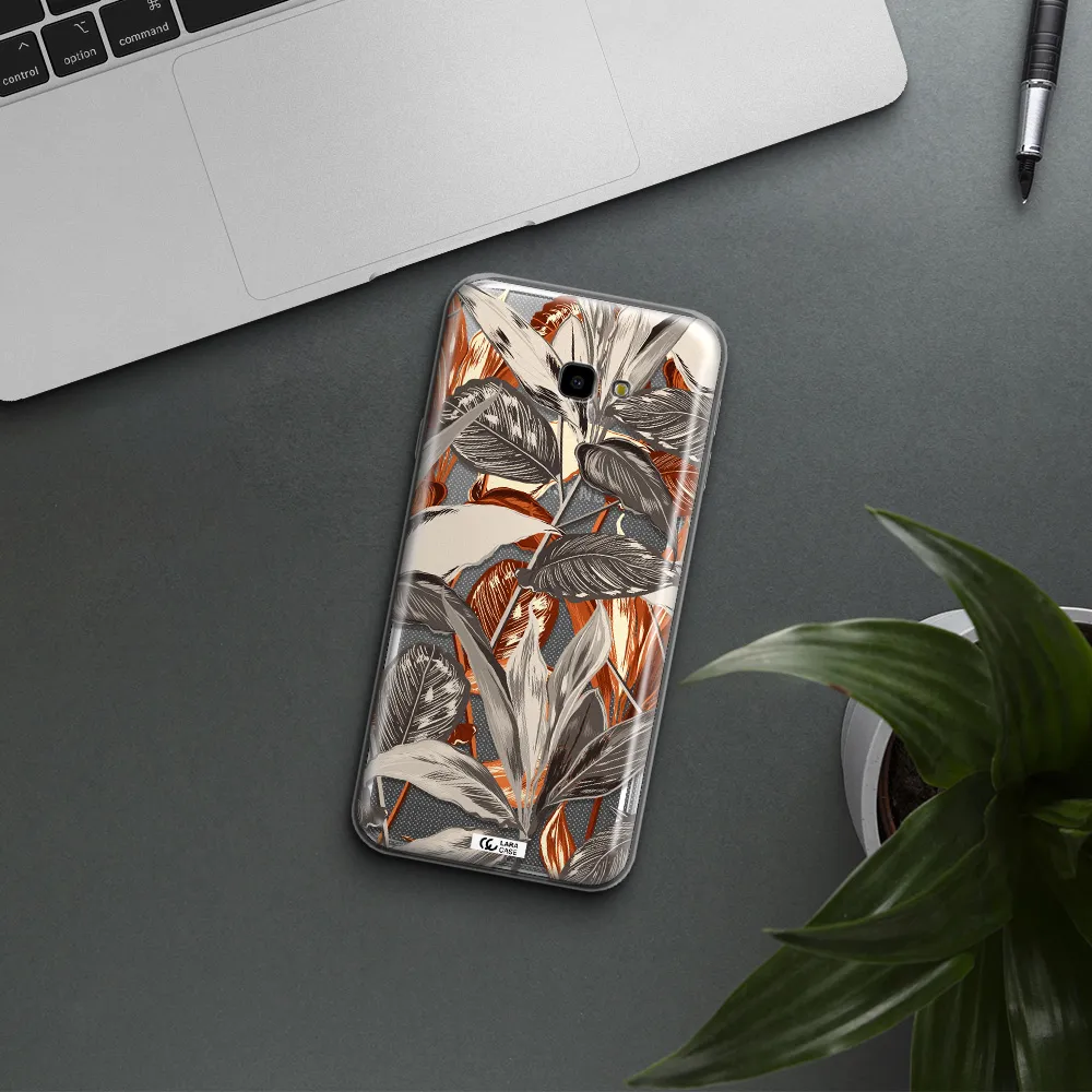 Brown Tropical Leaves Samsung J4 Plus Clear TPU Case
