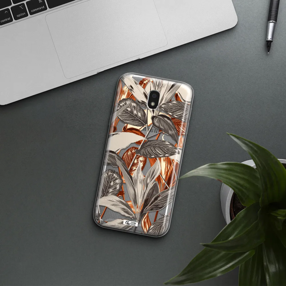 Brown Tropical Leaves Samsung J5 2017 Clear TPU Case