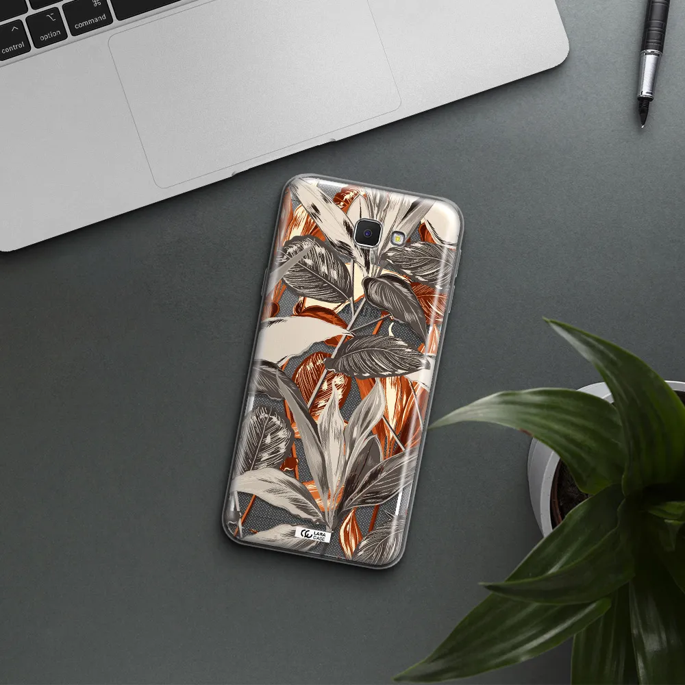 Brown Tropical Leaves Samsung J5 Prime Clear TPU Case