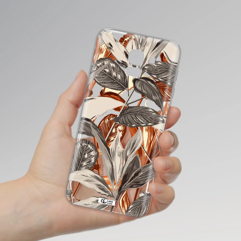 Brown Tropical Leaves Samsung J6 Clear TPU Case