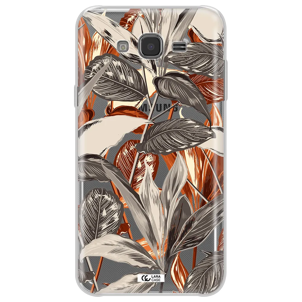 Brown Tropical Leaves Samsung J7 2015 Clear TPU Case