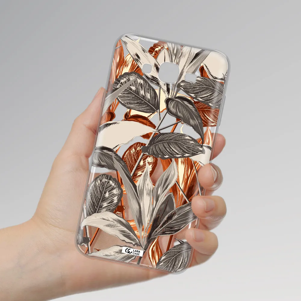 Brown Tropical Leaves Samsung J7 2015 Clear TPU Case