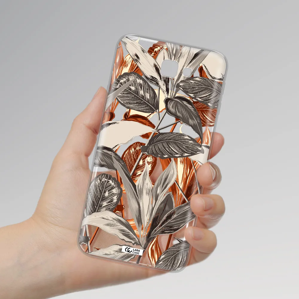 Brown Tropical Leaves Samsung J7 Prim Clear TPU Case