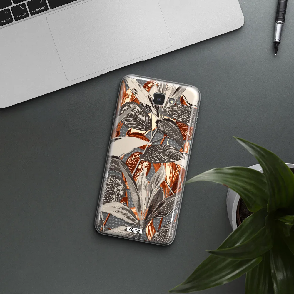 Brown Tropical Leaves Samsung J7 Prim Clear TPU Case