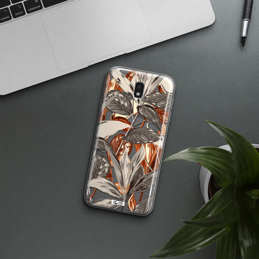 Brown Tropical Leaves Samsung J7 Pro Clear TPU Case