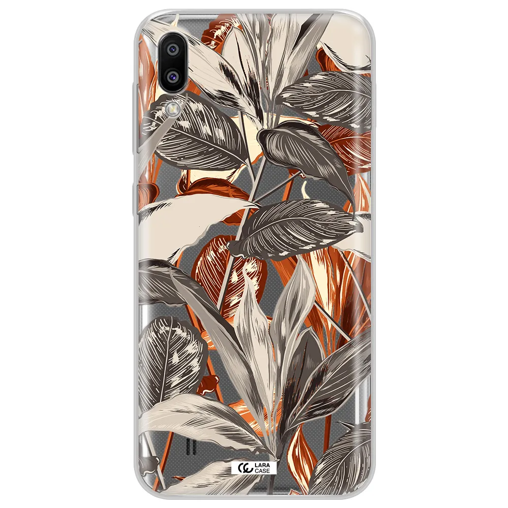 Brown Tropical Leaves Samsung M10 Clear TPU Case