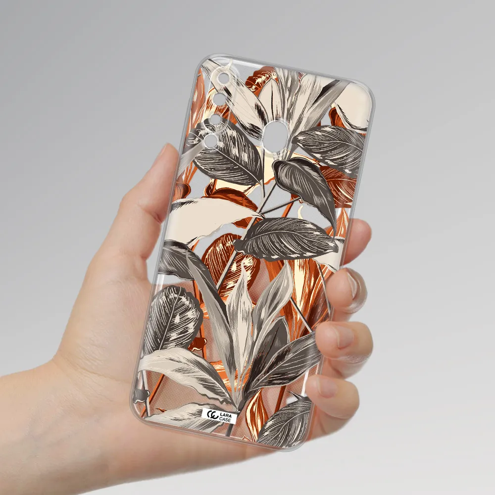 Brown Tropical Leaves Samsung M30 Clear TPU Case