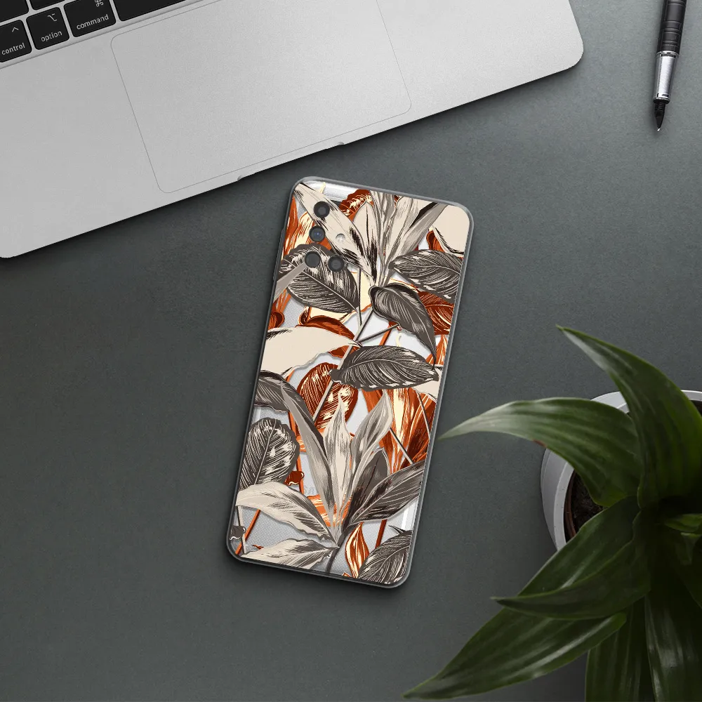 Brown Tropical Leaves Samsung M31S Clear TPU Case