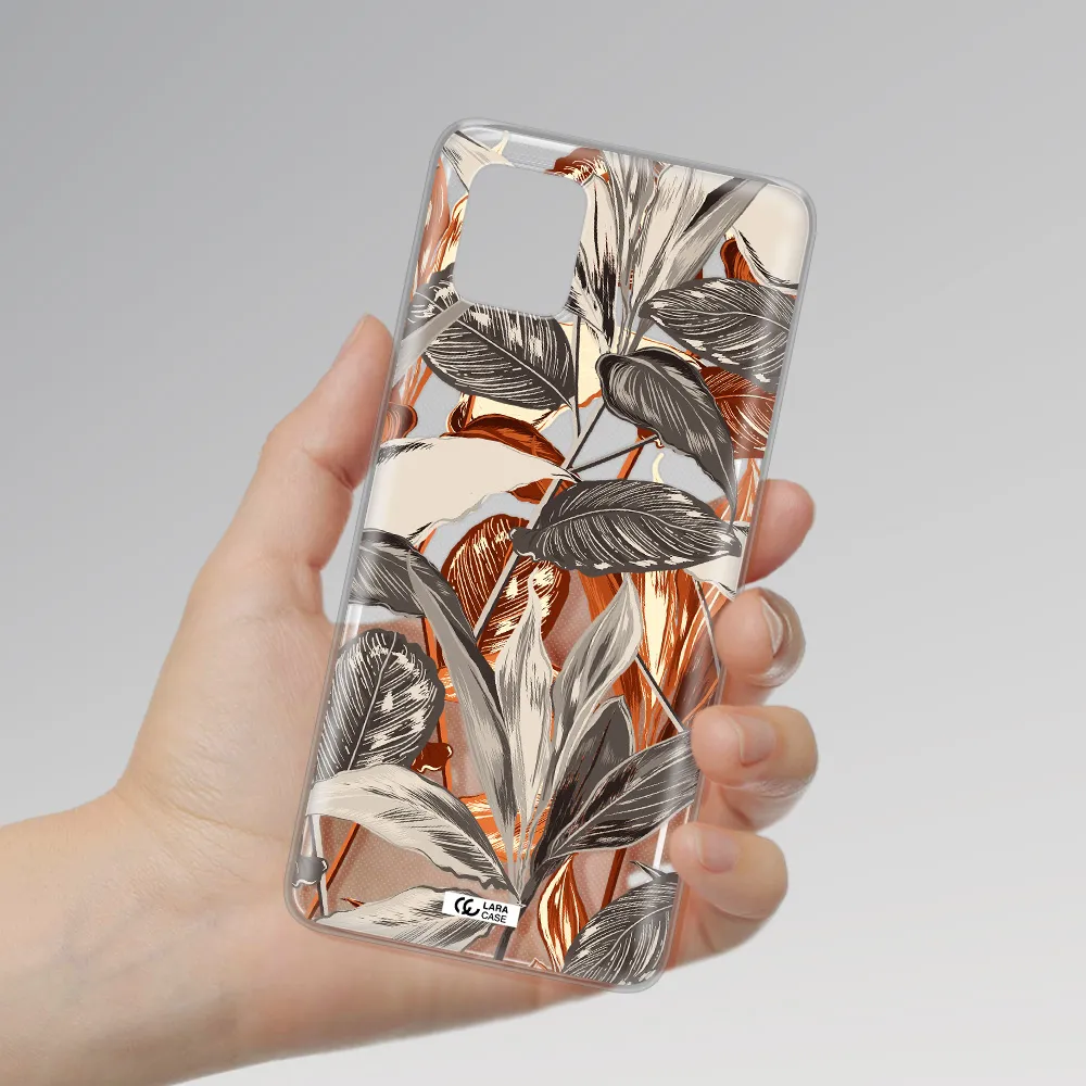 Brown Tropical Leaves Samsung Note 10 Lite Clear TPU Case