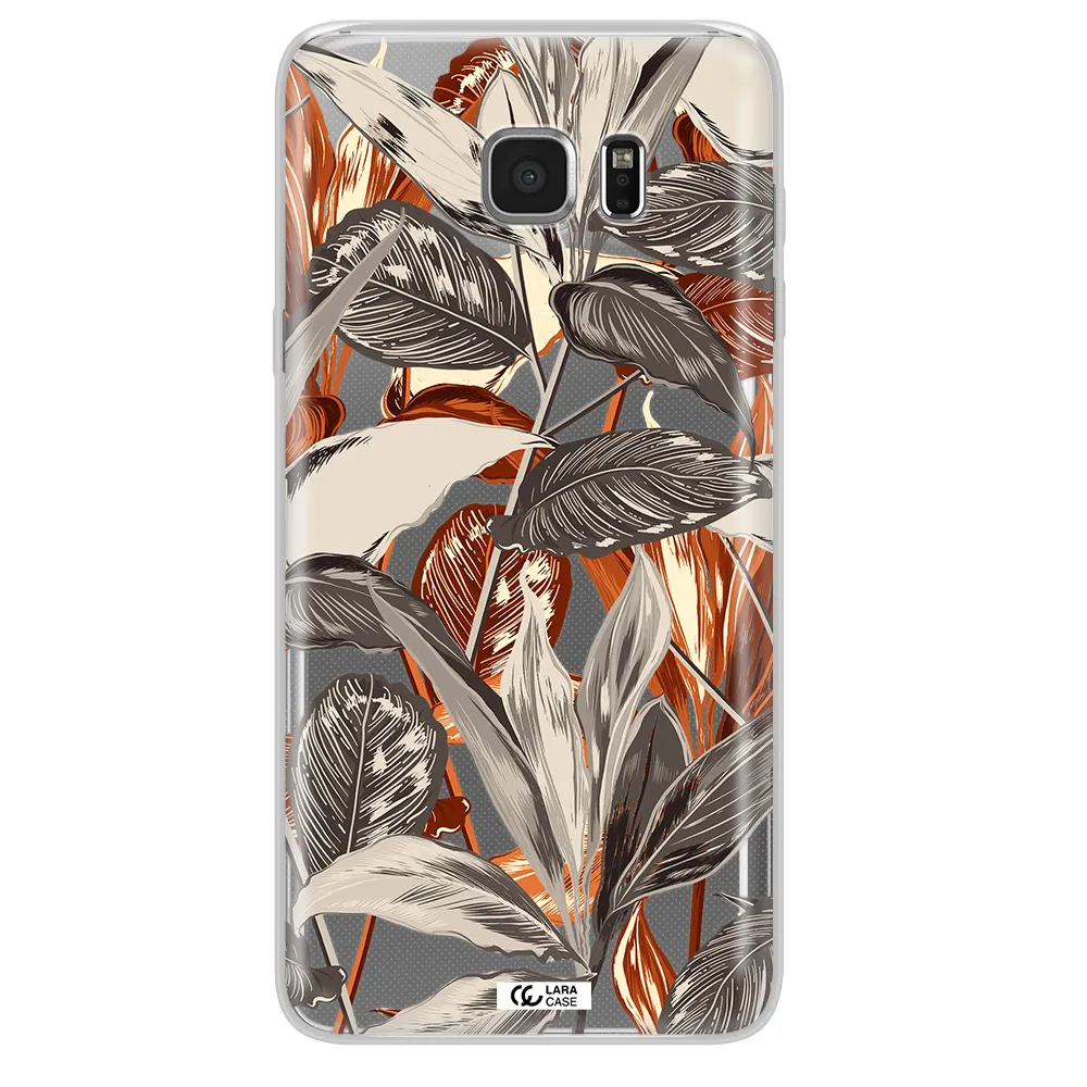 Brown Tropical Leaves Samsung Note 5 Clear TPU Case