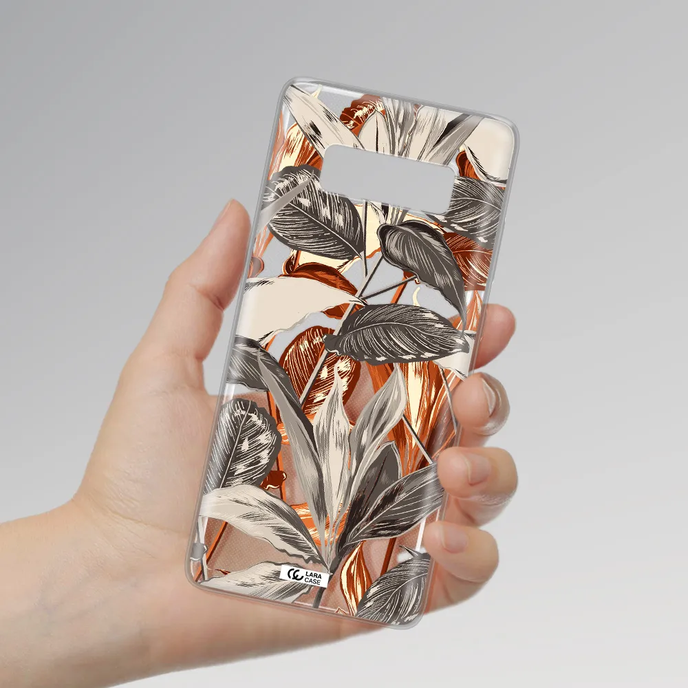 Brown Tropical Leaves Samsung Note 8 Clear TPU Case